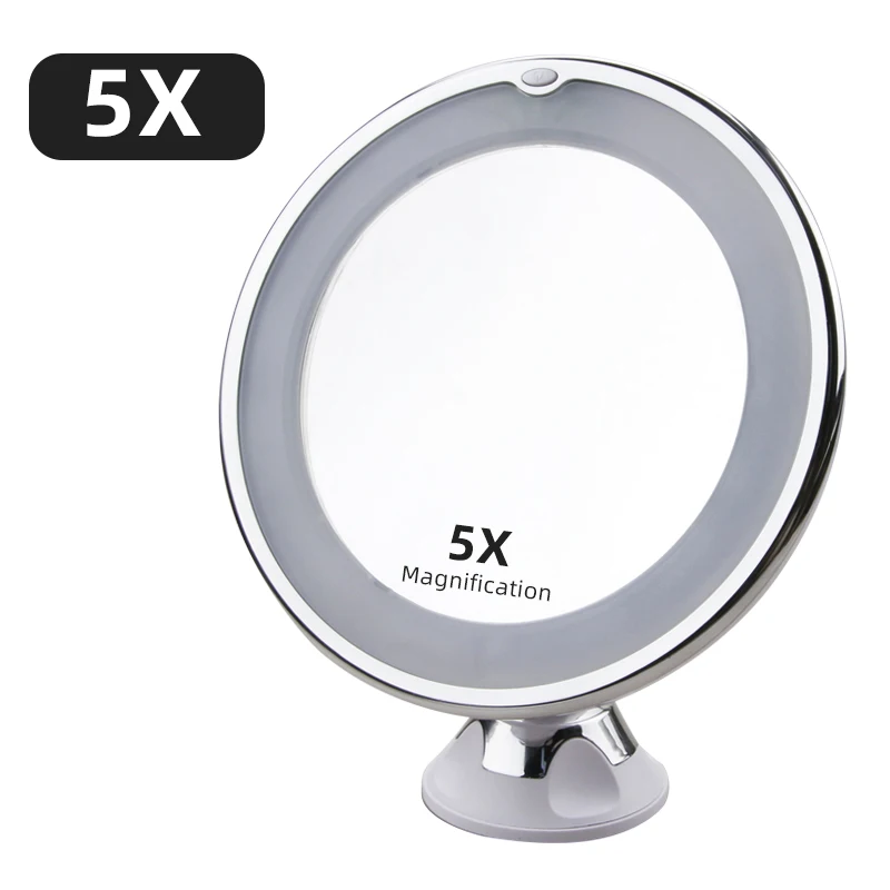 Style2 5x mirror 5X 10X гибкое увеличительное зеркало для макияжа со светодиодный светильник, настольный зенкер для макияжа и ухода за кожей косметическое зеркало работает с батареями - Цвет: Style2 5x mirror