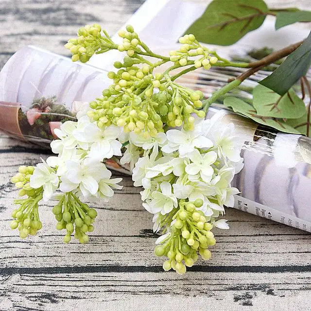 Искусственные сиреневые цветы, красивые шелковые цветы, искусственные цветы для дома, свадьбы, украшения своими руками, искусственные цветы, венок - Цвет: White green