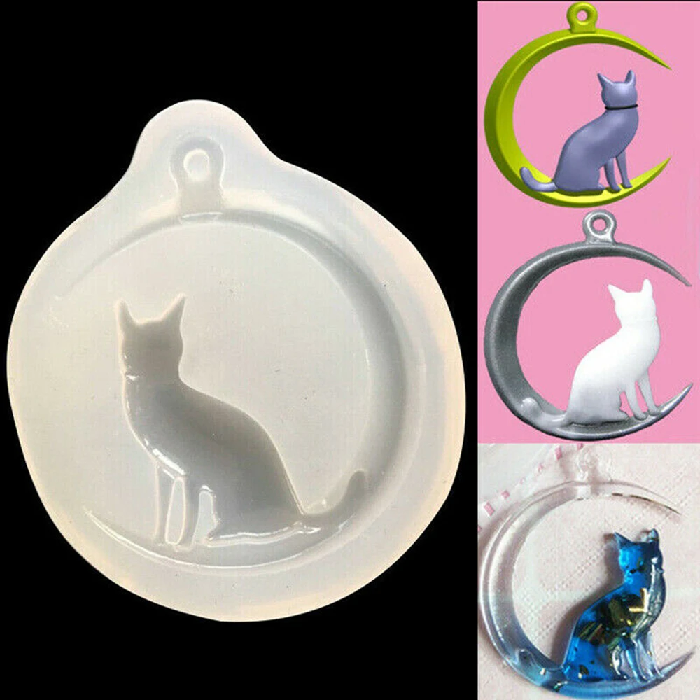 

Moon Cat Silicone Pendant Necklace Mould Clear Epoxy Resin Liquid Mold Necklace Jewellery Making Resin Epoxy Casting Craft Decor