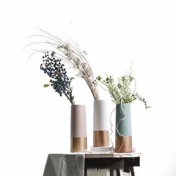 

Nordic Modern Stitching Color Flower Vase Creative Ceramic Flower Vases Home Decoration Ornament Househould Plant Holder
