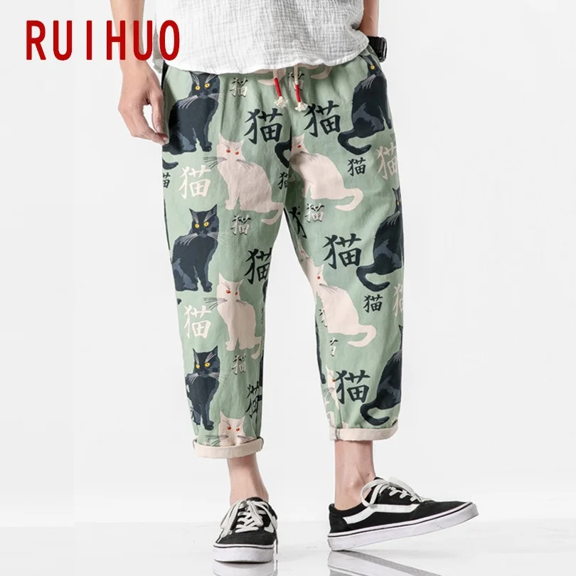 Cat Print Harajuku Man Pants Big Size Men's Pants Work Wear Casual Men's Clothing Sweatpants men jogger pants men jogger sweatpants