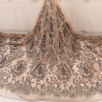 

African lace fabric 2020 high quality lace With Handmade Bead/Stones Embroidery French Net Lace Fabric For Dress AMY3279B