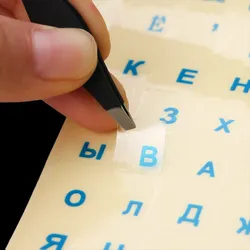 Autocollants de clavier transparent pour ordinateur, notebook ou PC, en lettres et alphabet noir et blanc, disposition russe, 1 pièce, 