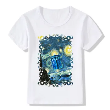 

2020 Children Doctor Who Booth Starry The Night T-Shirts Girls/Boys Summer Top Short Sleeve Clothes Kids Baby Tee shirt,ooo2157