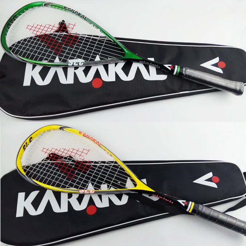 130 г официальный Karakal Углеродные ракетки для сквоша зеленые желтые ракетки для сквоша с ручкой Спортивная ракетка для сквоша из графита SLC