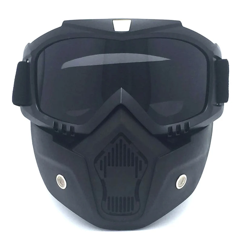 Новое поступление самые популярные съемные модульные маски очки и рот фильтр для мотоциклетного шлема очки маска - Цвет: black