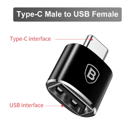 Baseus usb type C OTG адаптер USB C штекер для Micro USB Женский Кабельные конвертеры для Macbook samsung S10 huawei USB для type-c OTG - Цвет: Type C to USB Female