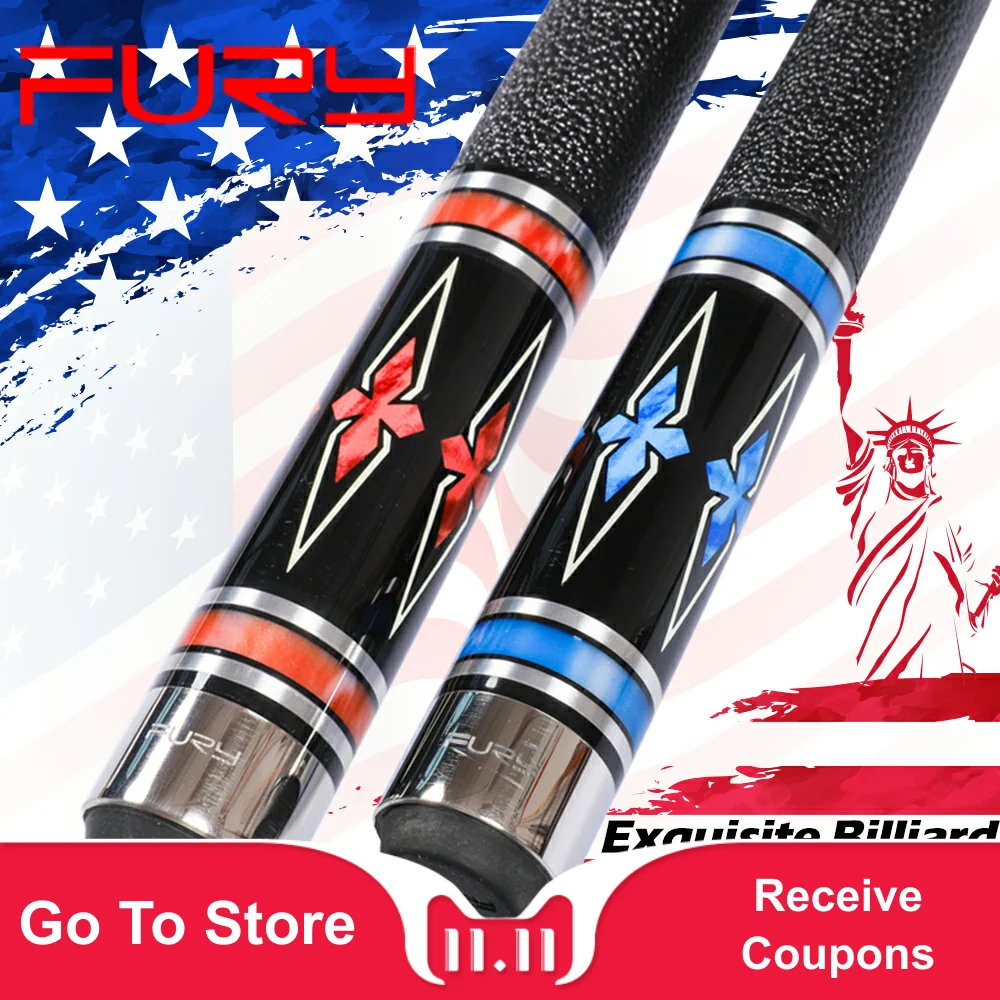 

Official FURY LH Pool Cue Stick Kit Billiard Cue With Case 11.75mm/13mm Tip Red Blue Color Hard Maple Professional Billar Stick