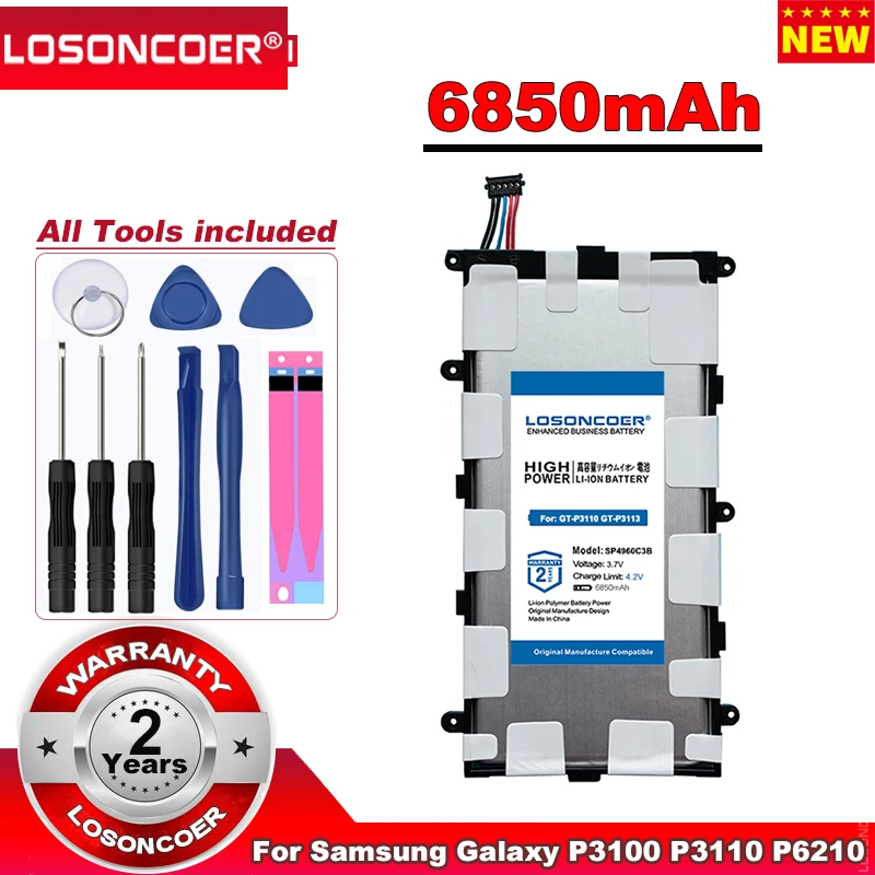 Последняя продукция аккумулятор 6850 мАч SP4960C3B для Samsung Galaxy Tab 2 7 0 Φ P3100 P3110 P6200 P3113 P6210 |