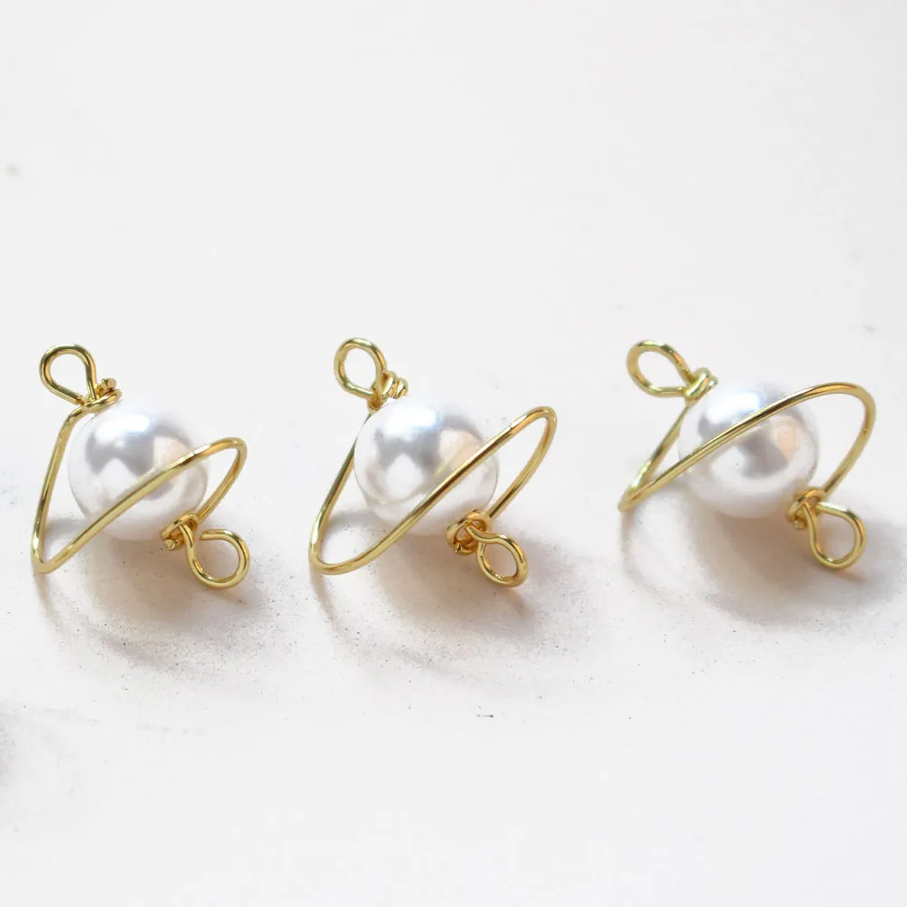 4 штуки 18K позолота искусственный жемчуг подвеска Diy серьги делая соединители для бижутерии материал