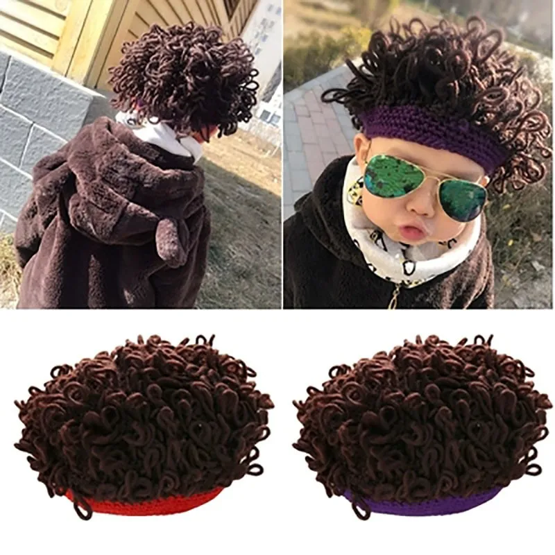 Newborn Baby Boy Kids Warm Hat Cotton with wig Head Bobble Knit Crochet Beanie Cap New 1-4 years DS19 | Детская одежда и обувь