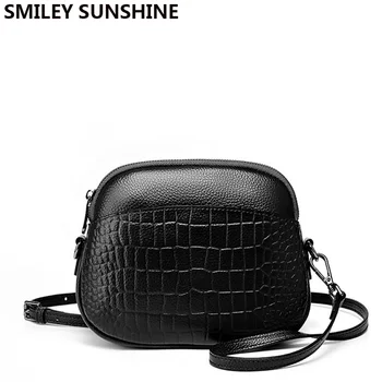 

Fashion Shell Crossobdy Bags for Women 2020 Genuine Leather Luxury Brand Retro Women Messenger Bags Small Ladies Handbags Black