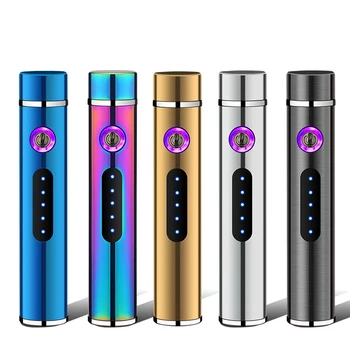 

Round Creative Metal USB Lighter Windproof Double Arc Plasma Lighter Rechargeable Turbo Torch Electric Lighter Smoker men gift