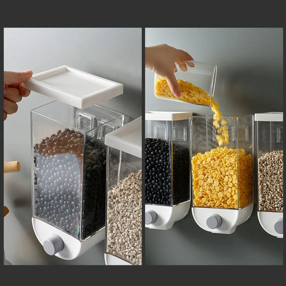 1000ml1500ml Food storage box simple press kitchen food storage container cereal dispenser oatmeal wall-mounted 30M12 (1)