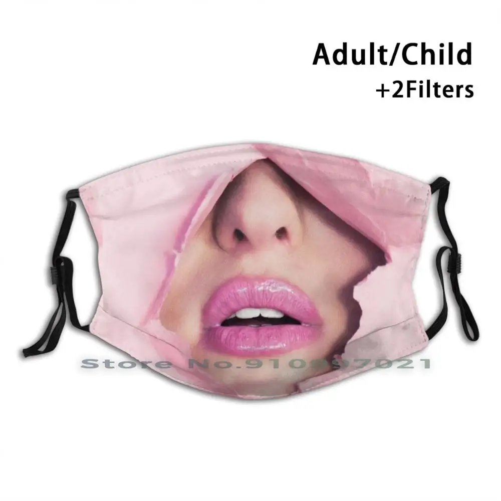 Hot Pink Lips Washable Reusable Trendy Mouth Face Mask With Filters For Child Adult Lippie Lipgloss Lipstick Sexy Cute | Аксессуары для