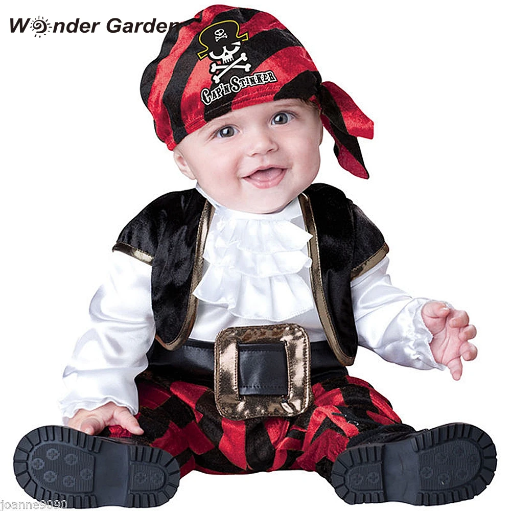  Wonder Garden Infant Toddler Baby Boys Viking Pirate with hood Belt Halloween Cosplay Outfit Purim 