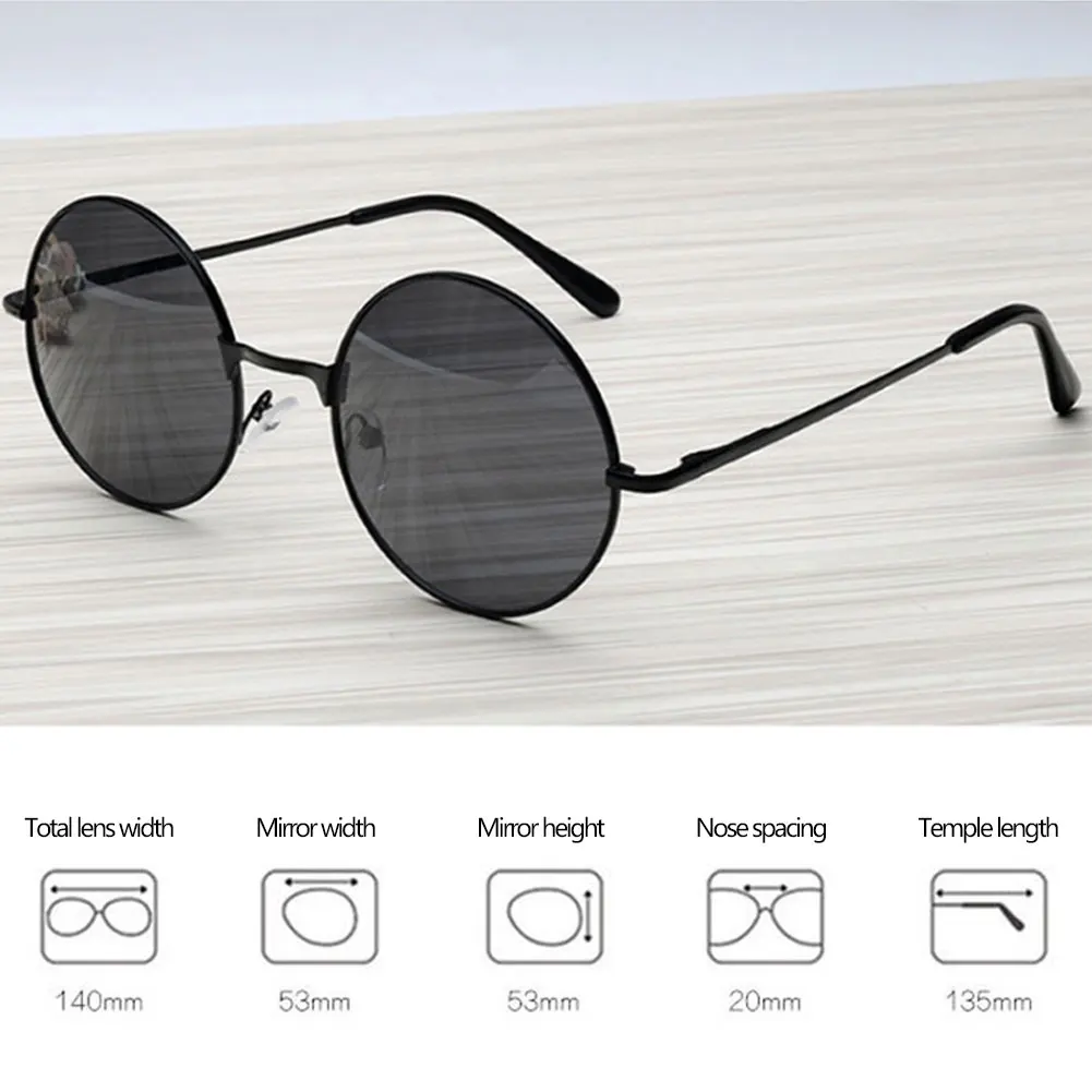 Fashion Women Men Round Frame Sunglasses Cosplay Glasses Eyewear Black Glasses Costume Accessories Anime Props Driving