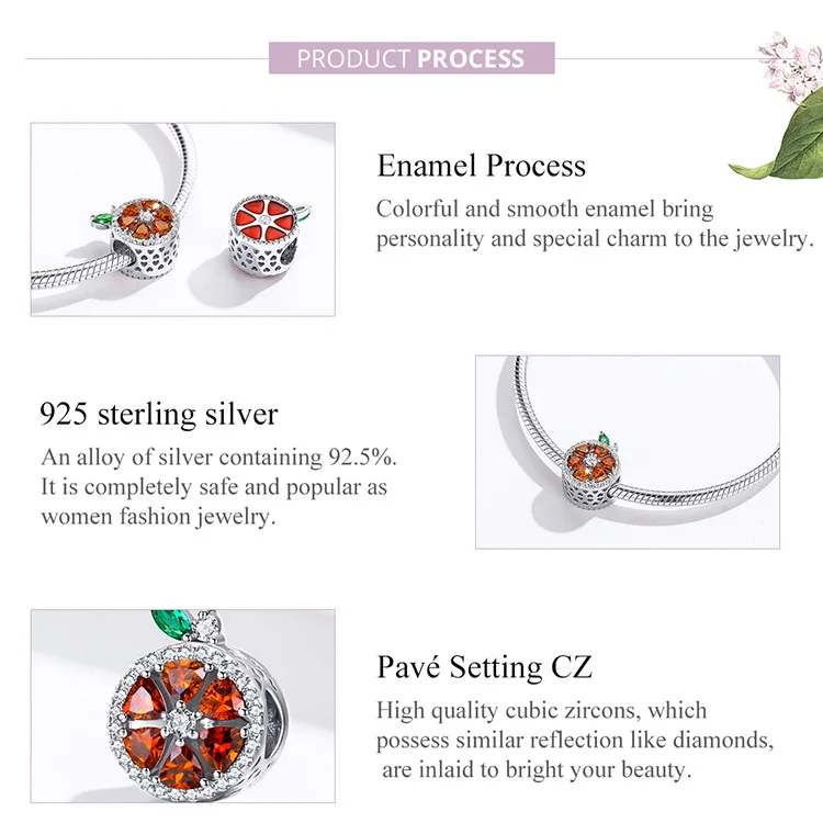 Womak подходит для оригинальных браслетов Pandora Подвески DIY бусины грейпфрут серебро 925 пробы Роскошные ювелирные изделия для женщин