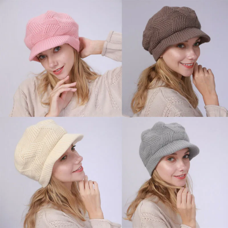 Women Summer Spring Winter Crochet Knit Slouchy Beanie Beret Cap Slouch Ski Hat Knit Beret
