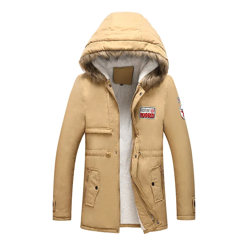 

Long Outwear Top Male Brand Armygreen Black Thick Men Parkas Nice Winter Fleece Slim Fits Jackets Mens Fur Hood Coat Casual Warm