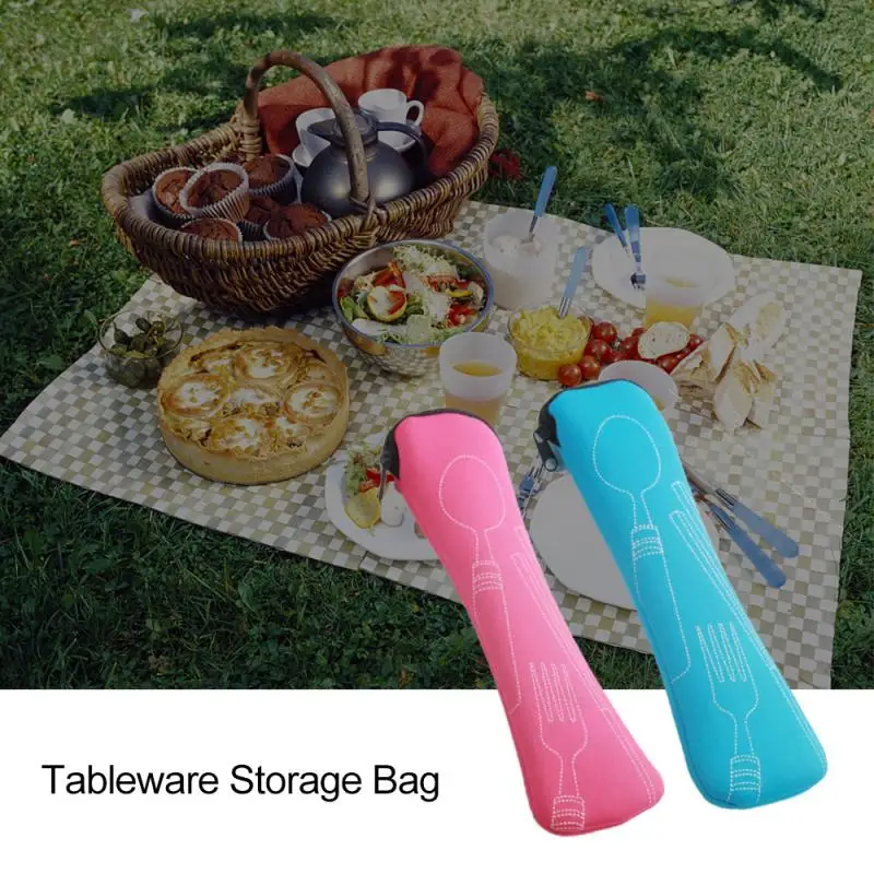 Portable Dishes Tableware Bag Flip Cutlery Case Kitchen Accessories Students Household Utensils Dinnerware Storage Bag Kitchen tableware storage bag
