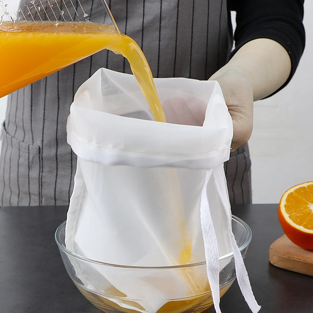 Set Di 3 Sacchetti Per Latte Di Noci – Filtro In Nylon Riutilizzabile Con Cordoncino – 20x30 Cm – Colino Fine Per Formaggio, Yogurt E Succhi Di Frutta - 6