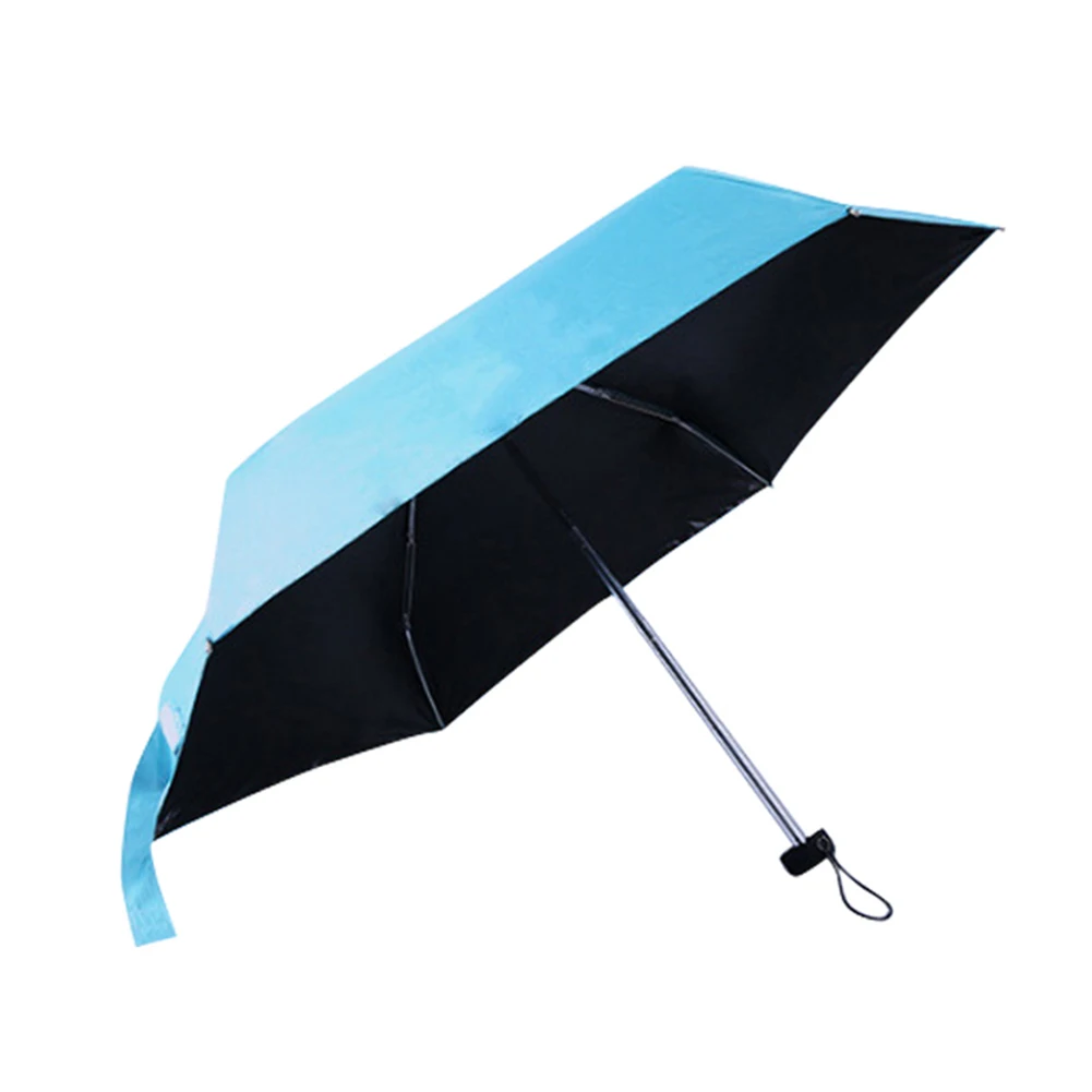 sky blue Супер Мини Карманы компактный зонтик защита от ультрафиолета 5 складной защита от дождя и ветра путешествия зонтик DC120 - Цвет: sky blue