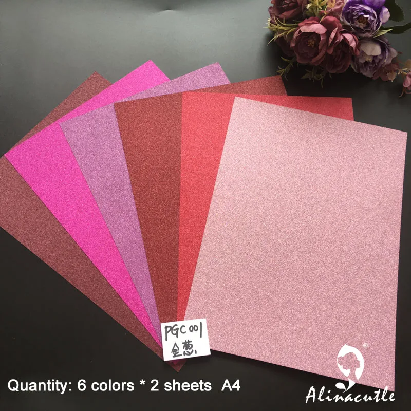 6 цветов s x 2 листы цветные оттенки блестящая бумага карта A4 250gsm бумага DIY Скрапбукинг бумажный пакет ремесло фон бумага Alinacraft