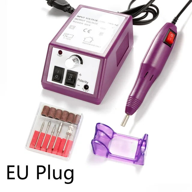 Professional Manicure Machine Sets Electric Nail Drill Bits Mill Cutter Nail Art Sanding File Gel Cuticle Remover Ceramic Cutter Purple EU