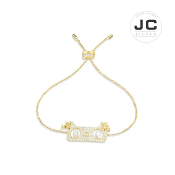 

New Fashion Charms Silver 925 Original Copy Jewelry,Yellow Silver Lovely Cat Bracelet For Women With Mono Logo Zircon Gift Box