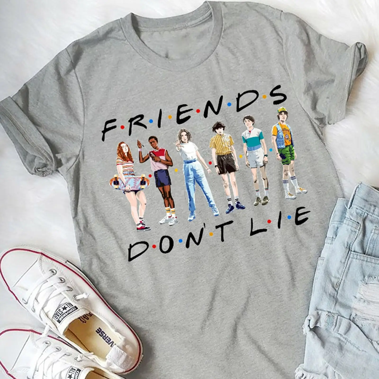 

Friends Don't Lie Stranger Things Season 3 Best Friends Gifts Tee ShirtFashion T-Shirts Summer Straight 100% Cotton