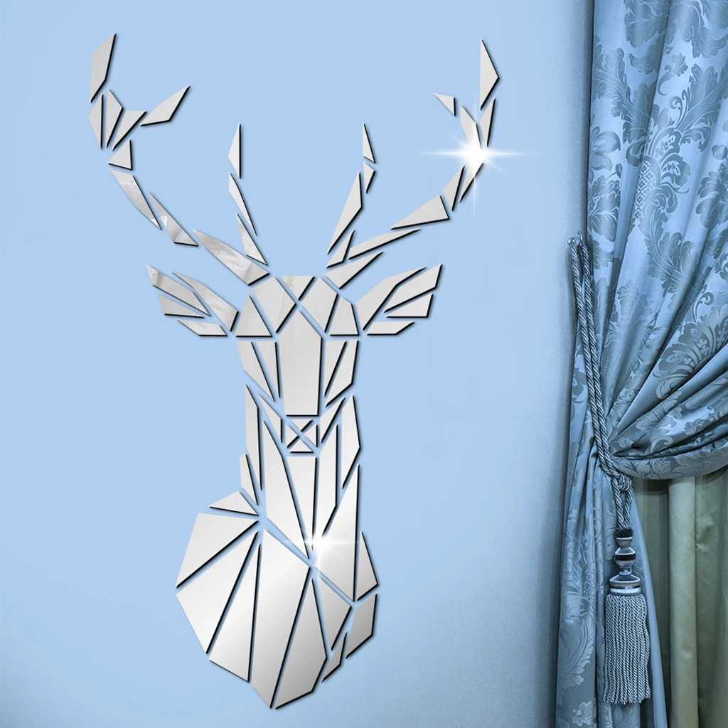 Mirror Deer Head 3D Crystal Acrylic DIY Wall Stickers& Murals For Entranceway, Living Bedroom Dining Room Home Décor Mirror Deer Head 3D Crystal Acrylic DIY Wall Stickers& Murals For Entranceway, Living Bedroom Dining Room Home Décor