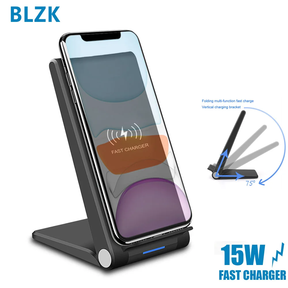 Беспроводное зарядное устройство BLZK 15 Вт Qi для iPhone 11 pro 8 X XS Samsung s10 s9 s8 быстрая