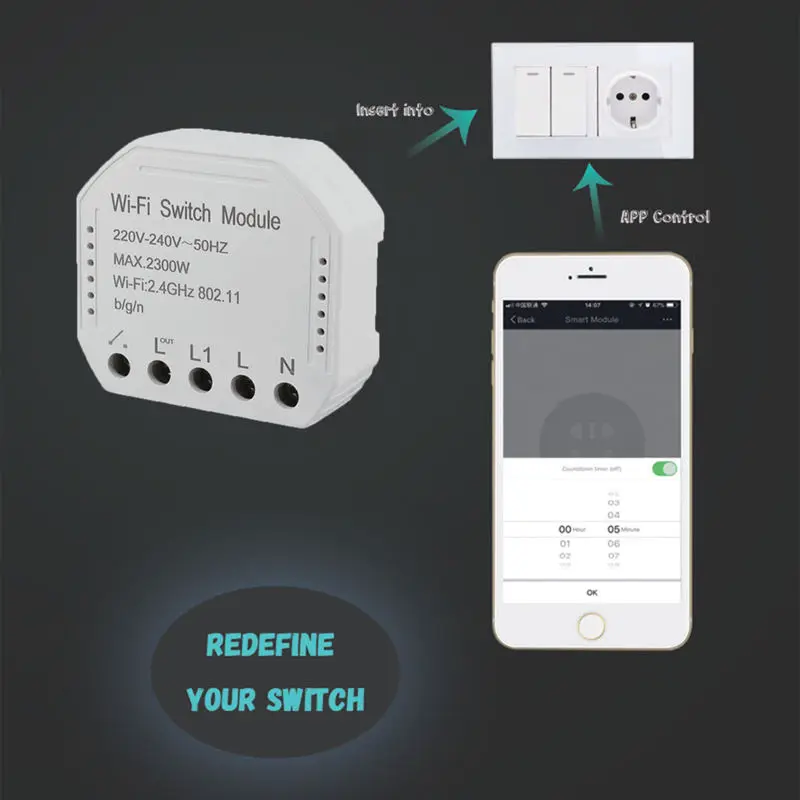 MOOL Wifi умный переключатель модуль 220-240 В 2300 Вт контрольный Лер светильник с таймером переключатель голосового управления работа для Amazon Alexa Google App Smart