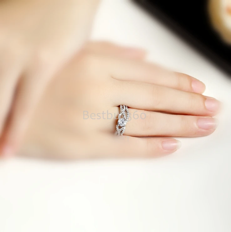 0.5ct кольцо SONA Диамант ювелирные изделия Твердое Серебро 925 пробы обручальные кольца набор