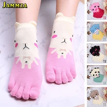 Брендовые женские носки с героями мультфильмов с пятью пальцами Повседневные носки для девочек высокого качества с милым носком и рисунком кролика и кота хлопковые дезодорирующие Носки ярких цветов