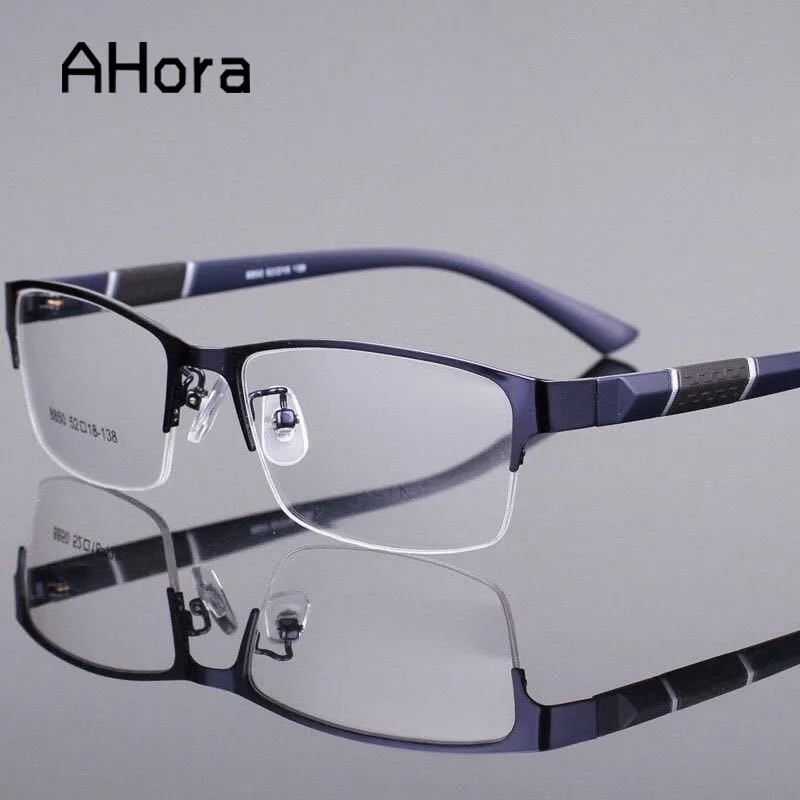 

Ahora Anti Blue Light Finished Myopia Glasses Alloy Half Frame Men Business Nearsighted Eyewear 0 -0.5-1.5 -2 -2.5 -3 -3.5 -4 .0