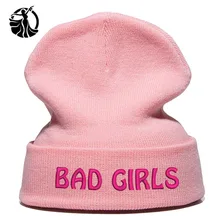Beanie шляпа Skullie шапка, вязаная шапка-носок Зимняя Вышивка в стиле панк Для мужчин Для женщин подростков уличных танцев забавные персонализированные Csutomized плохие девчонки