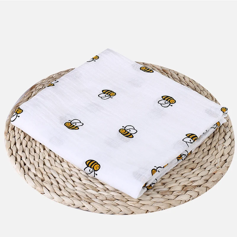 1 шт. Муслин хлопок детские пеленки мягкие одеяла для новорожденных Ванна Марля младенческой спальные принадлежности чехол для коляски игровой коврик - Цвет: Bee