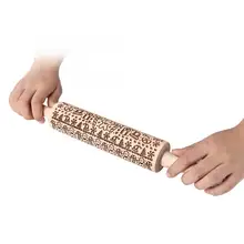 Деревянная Скалка с изображением рождественского лося снеговика скалка для выпечки печенья лапши тесто ролик кухонный инструмент