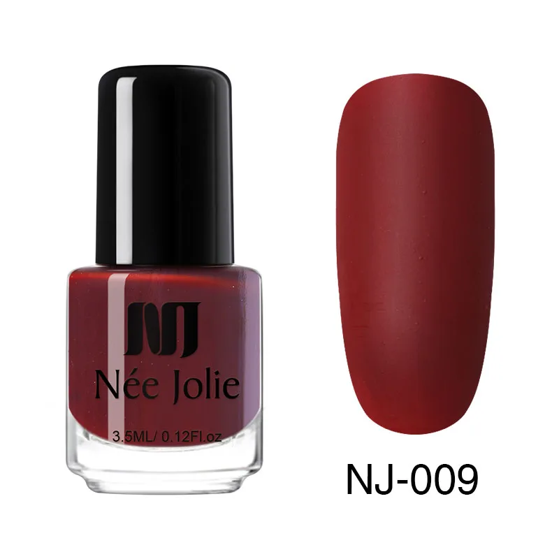 NEE JOLIE 3,5 мл матирующий лак для ногтей черный чистый цвет розовый лак для ногтей жирный лак для маникюра DIY матовый тусклый лак для ногтей - Цвет: 009