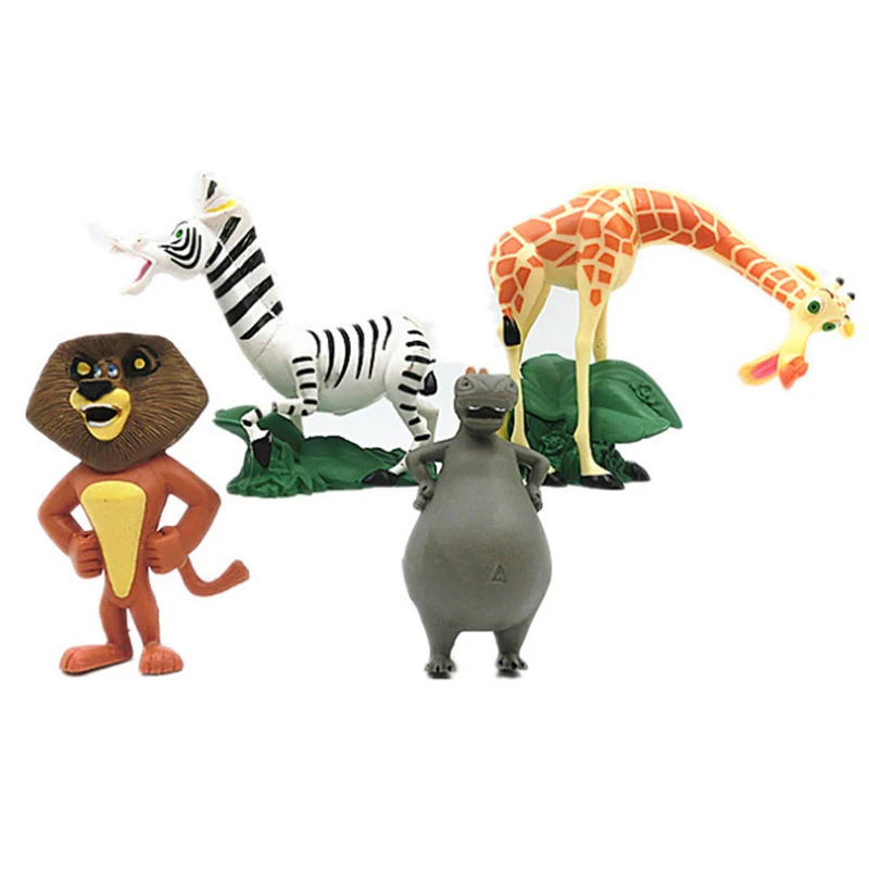 4Pcs/Set Anime Movie Madagascar Model Dolls Animal Lion Zebra Giraffe  Collection Figures Kids Toys Gifts Cake Toppers - AliExpress