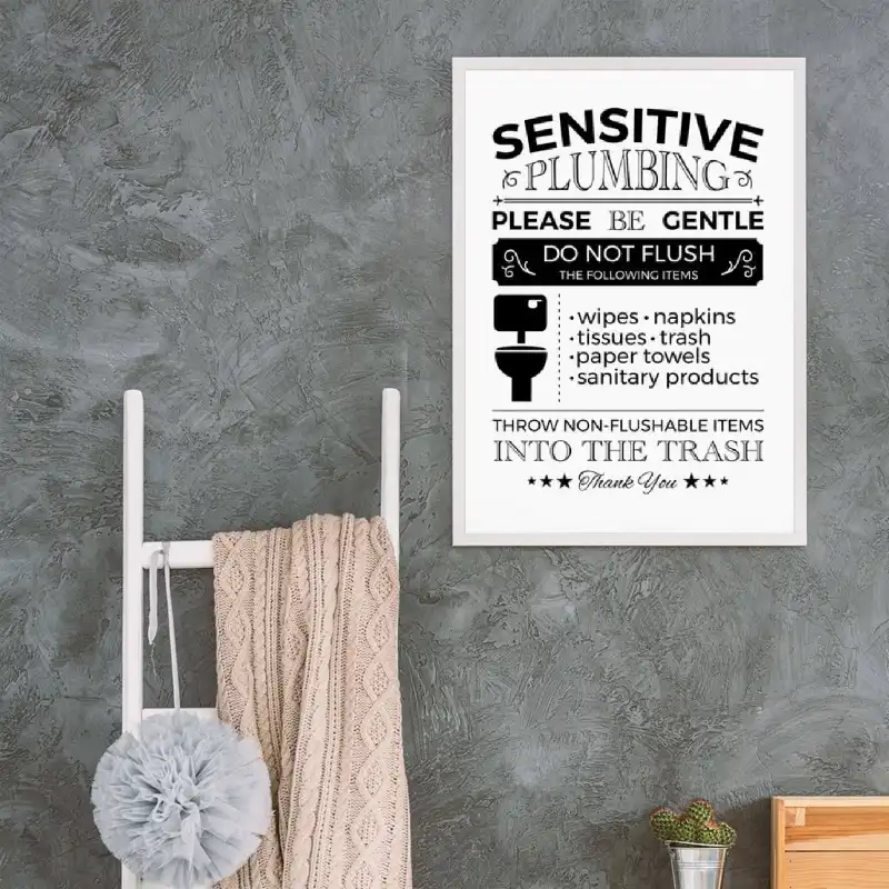 Flush Toilet Septic System Sign Print Sensitive Plumbing Signs Poster Art Canvas Painting Picture Bathroom Toilet Wall Art Decor Painting Calligraphy Aliexpress