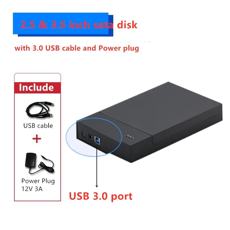 Blueendless Dual Bay SSD3.5" SATA HDD Case Power Hard Disk Caddy USB 3.0 5gbps HDD Enclosures for 6TB SATA Computer