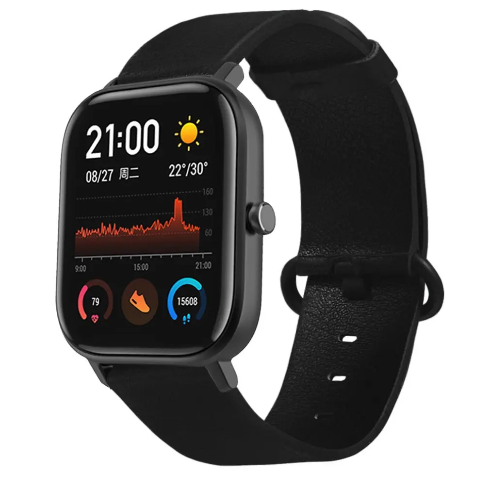 20 см Кожаный ремешок для часов Amazfit Gts двусторонний цвет итальянский кожаный сменный ремешок модный ремешок для часов