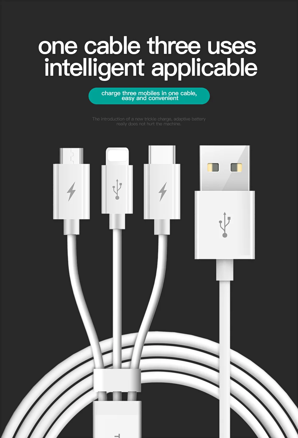 TOTU, 3 в 1, USB кабель для iPhone, зарядный кабель для передачи данных, кабель usb type-C, кабель Micro USB для samsung, Xiaomi