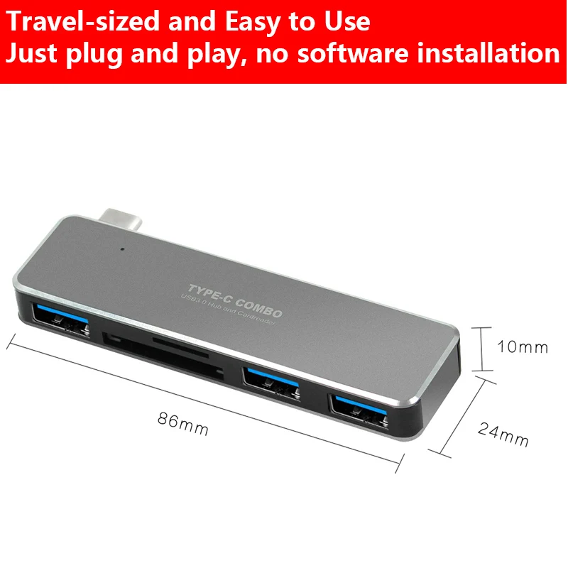 5 в 1 USB-C адаптер Dongle Combo с USB 3,0 портами TF слот Micro SD карты для MacBook P