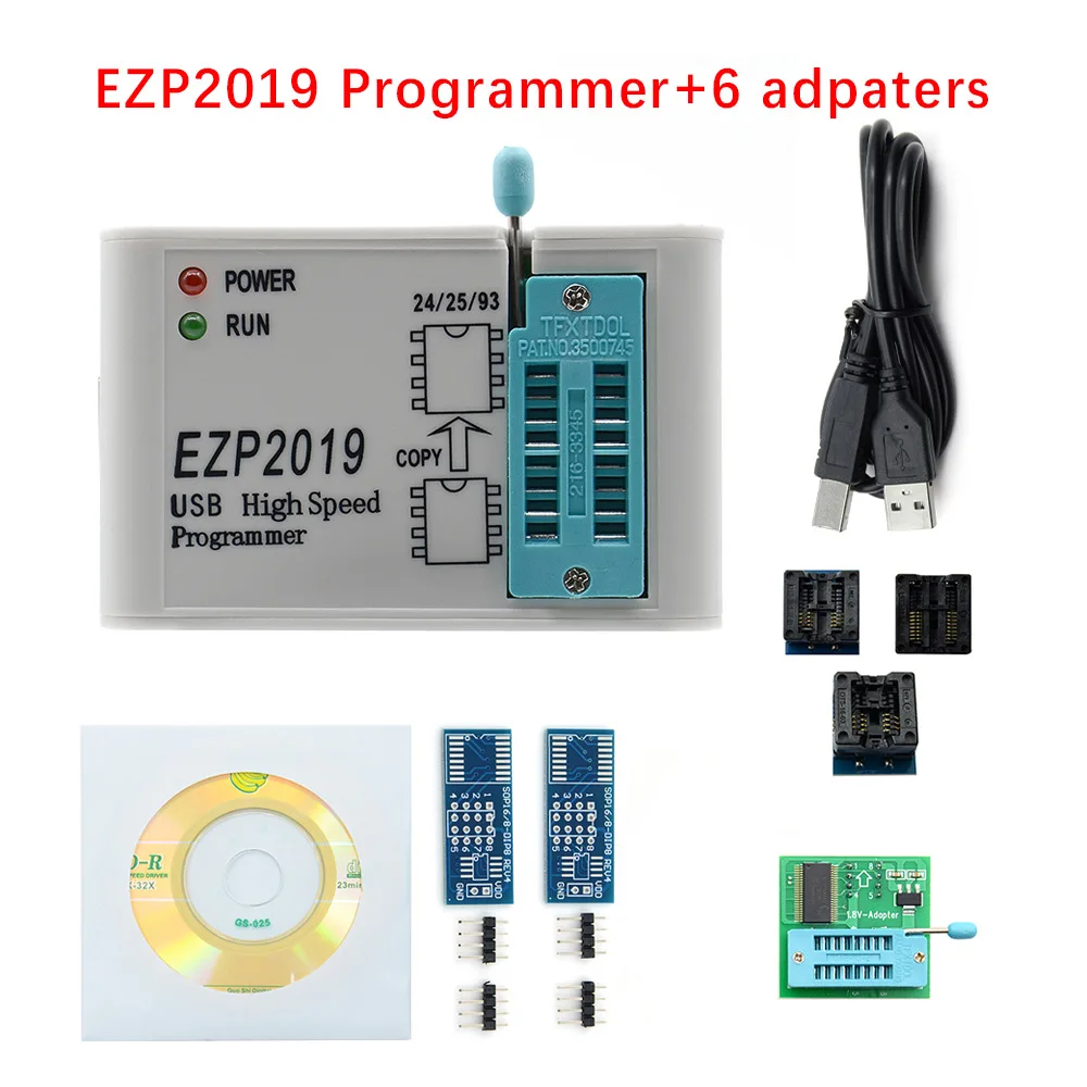 car battery analyzer ezp 2019 support WIN7&8 64bit NEW EZP2019 high-speed USB SPI Programmer 24 25 93 EEPROM 25 flash bios chip EZP2019 12 adapter test car battery with multimeter Diagnostic Tools