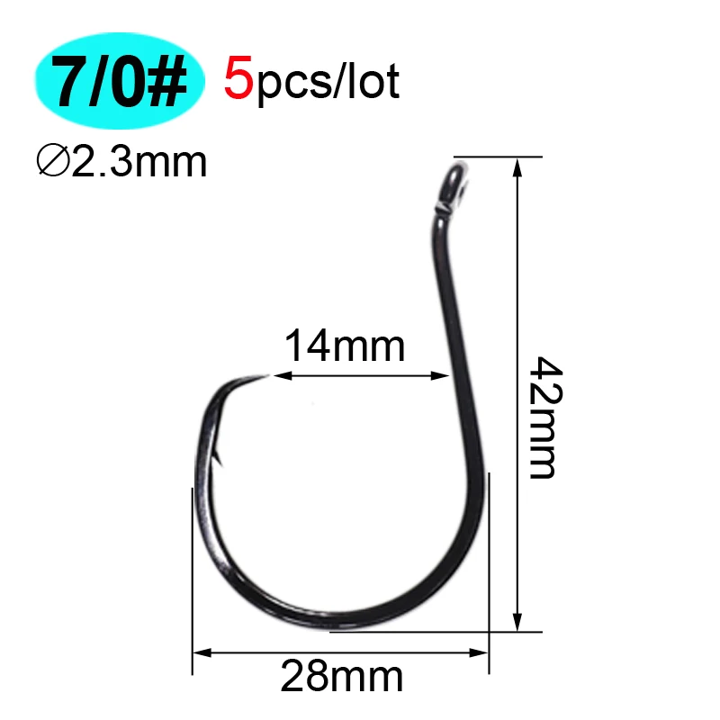 5pcs 7I0 ICERIO 5 шт. рыболовный крючок с заусенцем Осьминог Catfish Snapper круг соленой воды крюк высокоуглеродистой стали Офсетные Крючки 1#~ 9/0# рыболовные снасти - Цвет: 5pcs 7I0