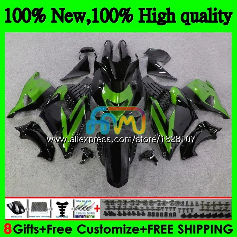 Инъекции для KAWASAKI ZX-14R ZX14R для детей возрастом 12, 13, 14, 15, 16, 17, 24BS. 134 ZZR1400 ZX 14R 2012 цвета: зеленый, черный 2013 обтекатель